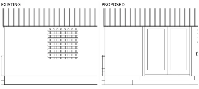 Existing and proposed elevation comparison reproduced from the Old Posingford sample Heritage Impact Assessment