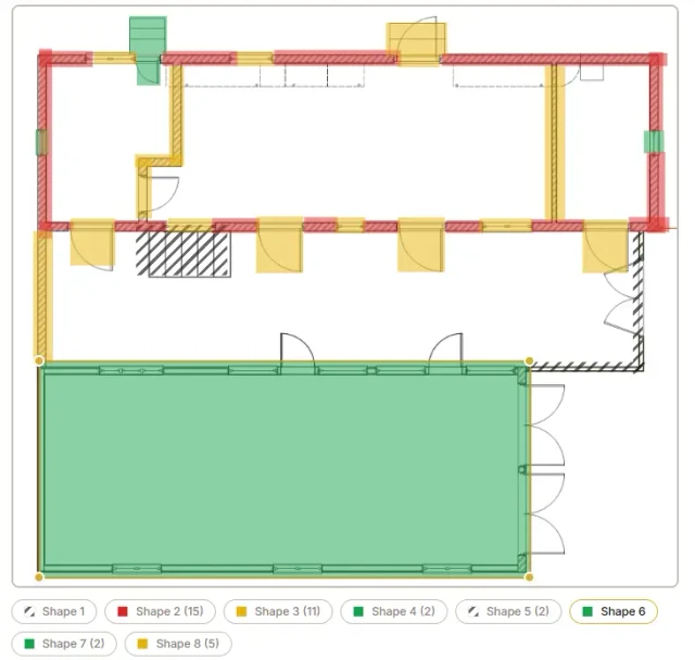 Colour-coded significance plan reproduced from the Old Posingford sample Statement of Heritage Significance